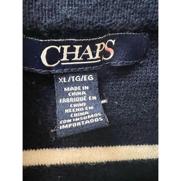 Chaps Striped Navy Blue and White Moto Jacket - Picture 3 of 7